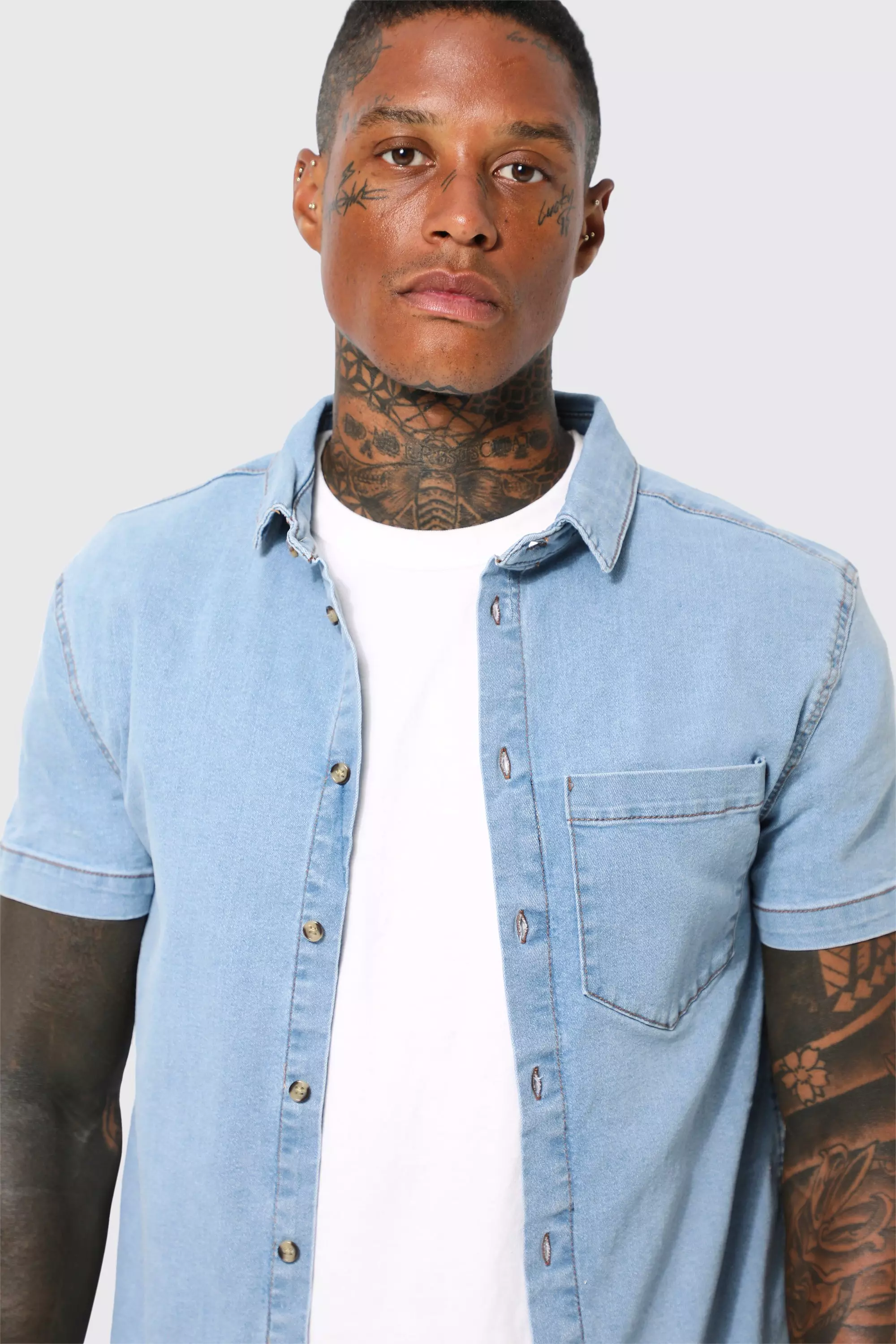 Short sleeve jeans store shirt